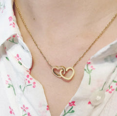 Personalized Double Heart Name Necklace