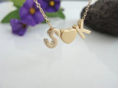 3pcs/Set Initial Name Love Heart Necklace