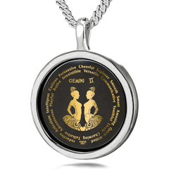 Gemini Necklaces for Lovers of the Zodiac 24k Gold Inscribed