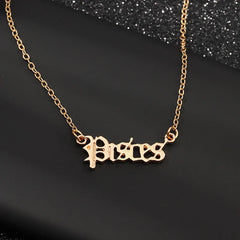 Retro Zodiac English Letter Alphabet Necklaces