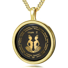 Gemini Necklaces for Lovers of the Zodiac 24k Gold Inscribed