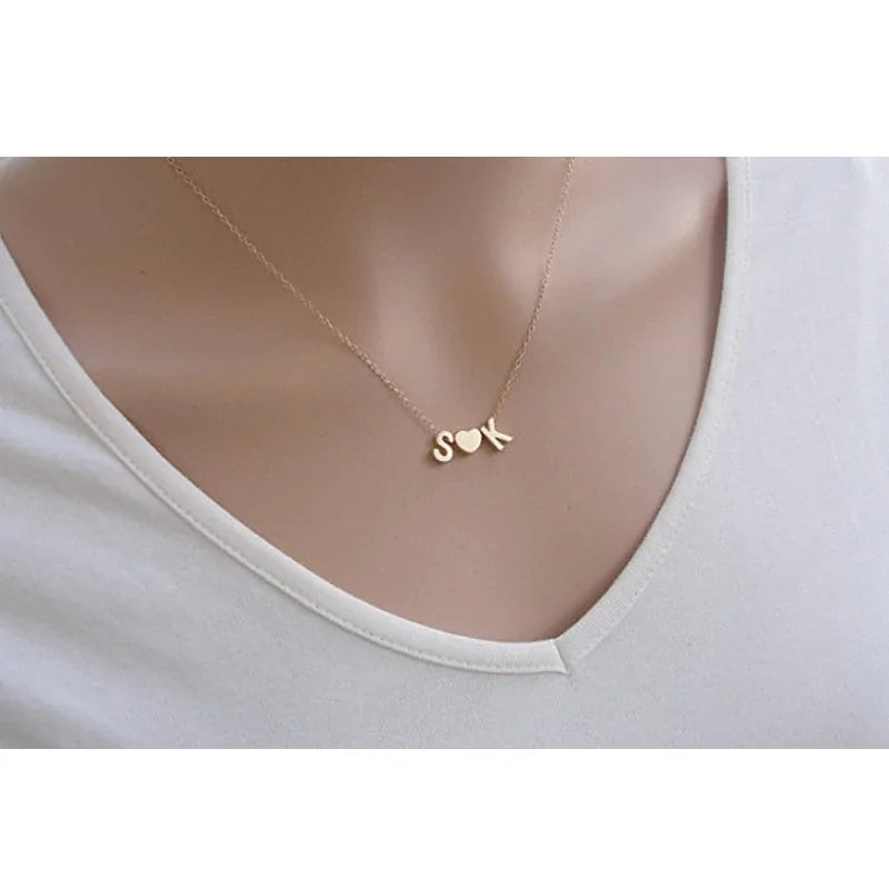 3pcs/Set Initial Name Love Heart Necklace