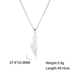 Unisex Stainless Steel Hollow Map Necklaces