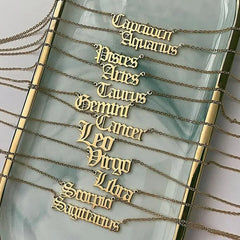 Retro Zodiac English Letter Alphabet Necklaces