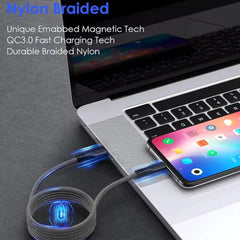 100W 6A  Magnetic Fast Charge USB C Cable - Easy Storage & Quick Data Sync for Samsung & Xiaomi Phones