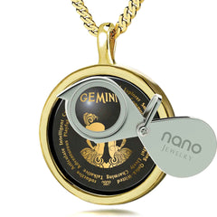 Gemini Necklaces for Lovers of the Zodiac 24k Gold Inscribed